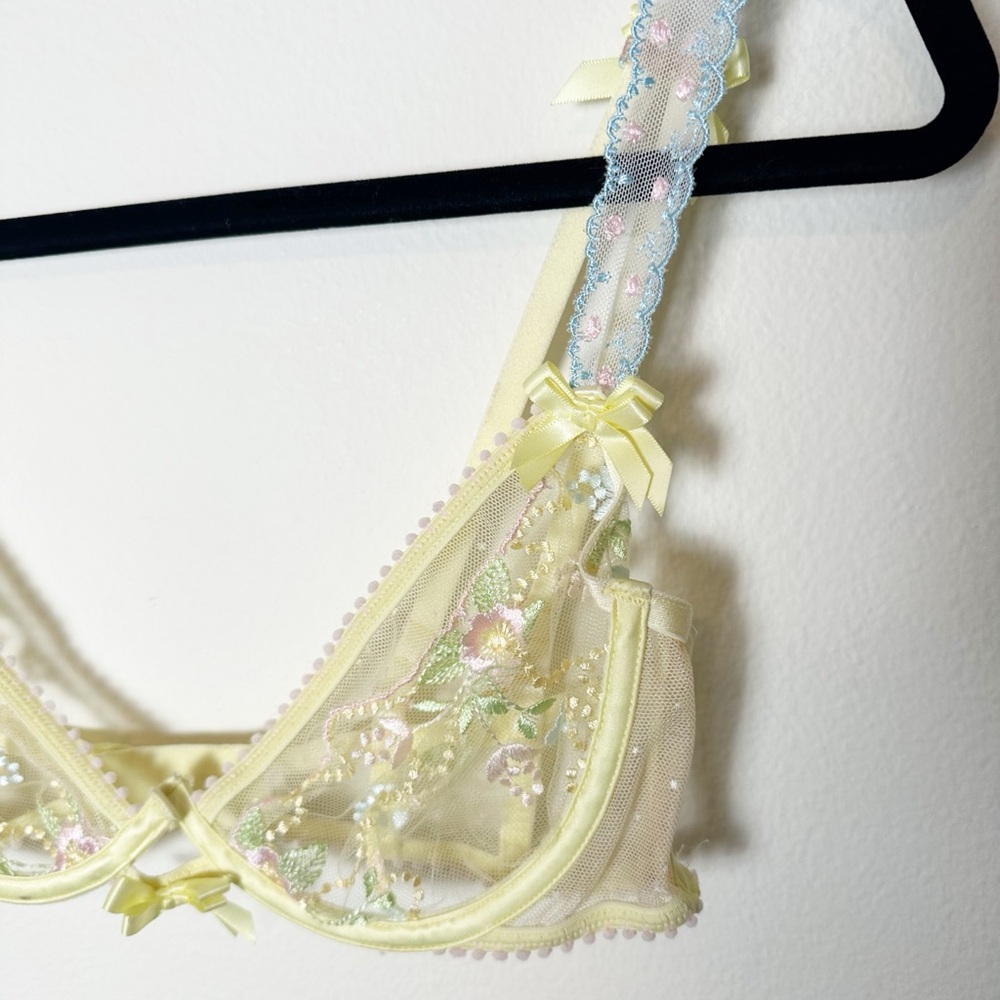 For Love and Lemons Sunny Bra Yellow Lace Large - Picture 4 of 6